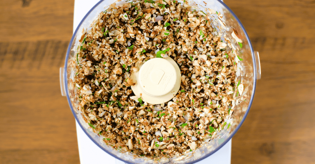 chopped mushrooms, shallot, parsley in food processor