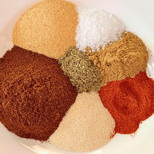 individual mounds of seasonings for taco mix