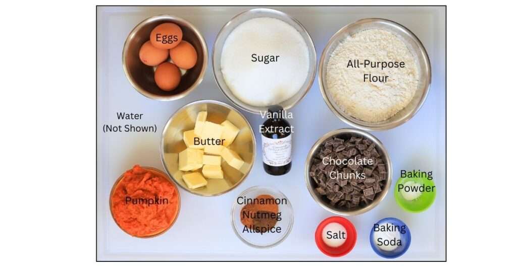 Ingredients for Chocolate Chunk Pumpkin Bread