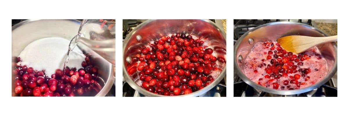 cranberries in saucepan cooking